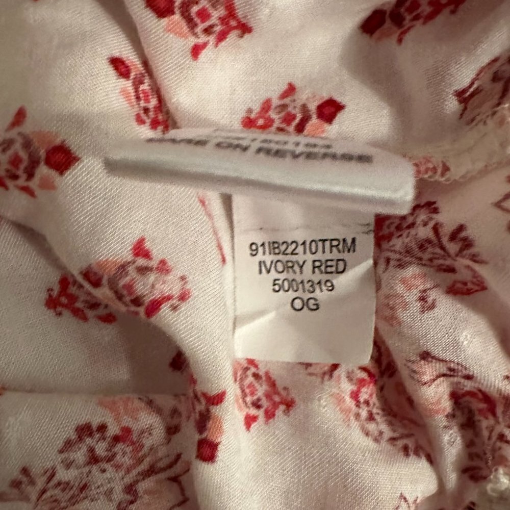 One Shoulder Boho Top w/Tassles by Living Doll Red & Pink Floral print size smal - Picture 7 of 8